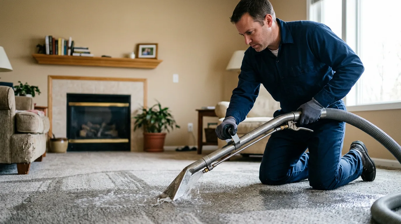 Water damage restoration technician working near Pep, TX